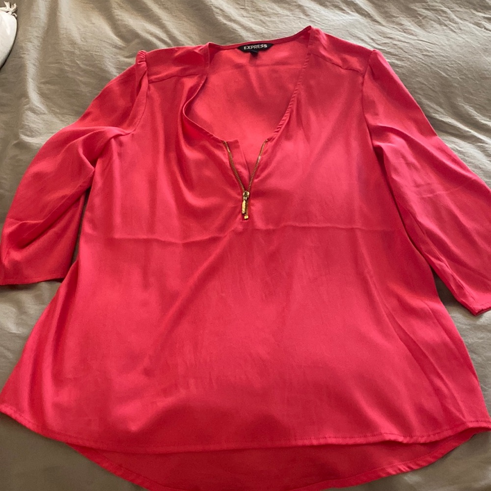 Express silky shirt with zip in front